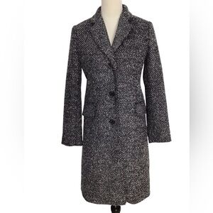 Michael Kors Black Gray Tweed Knee Length Coat